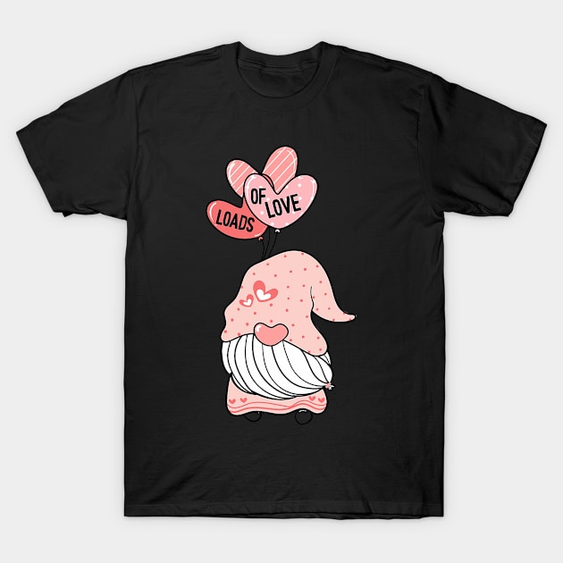 Loads Of Love Valentines Day Cute Gnome Heart Boys Girls T-Shirt by jadolomadolo